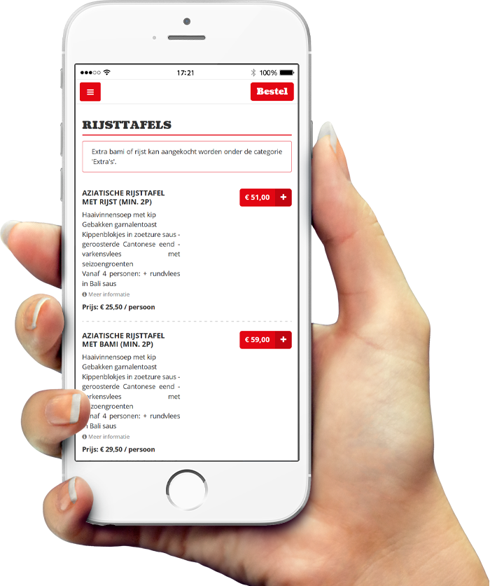 Voorbeeld van onze app op smartphone Voorbeeld van onze app op smartphone
